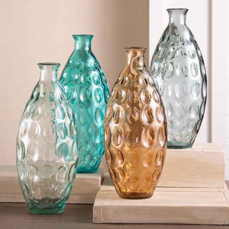 Dune Tall Recycled Dimpled Glass Vase, 12